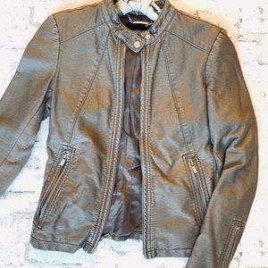 EXPRESS Taupe Leather Moto Jacket